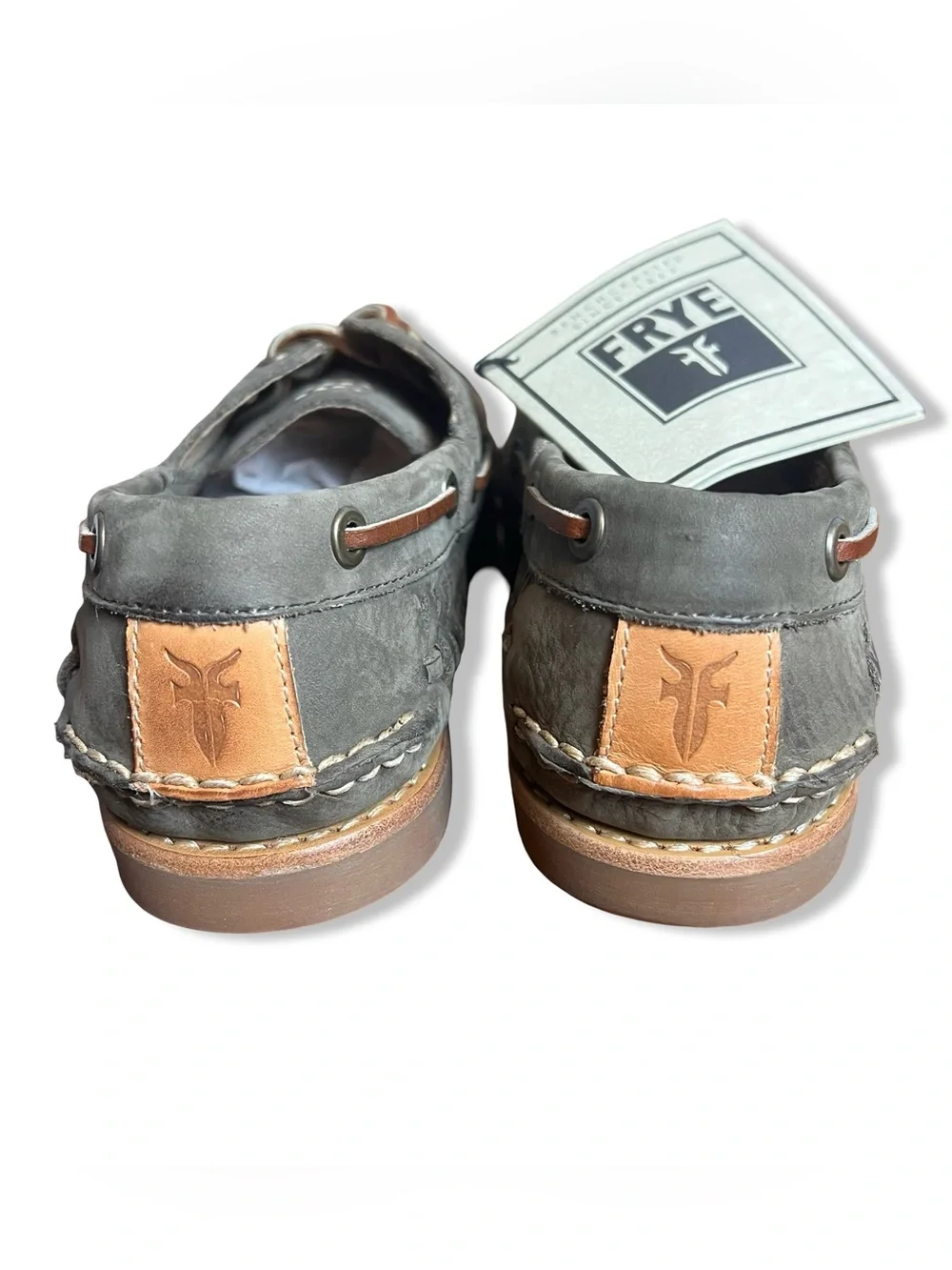 Frye Mens Sully Woven Boat Shoes Leather Loafers Slate Gray NIB Sz. 9